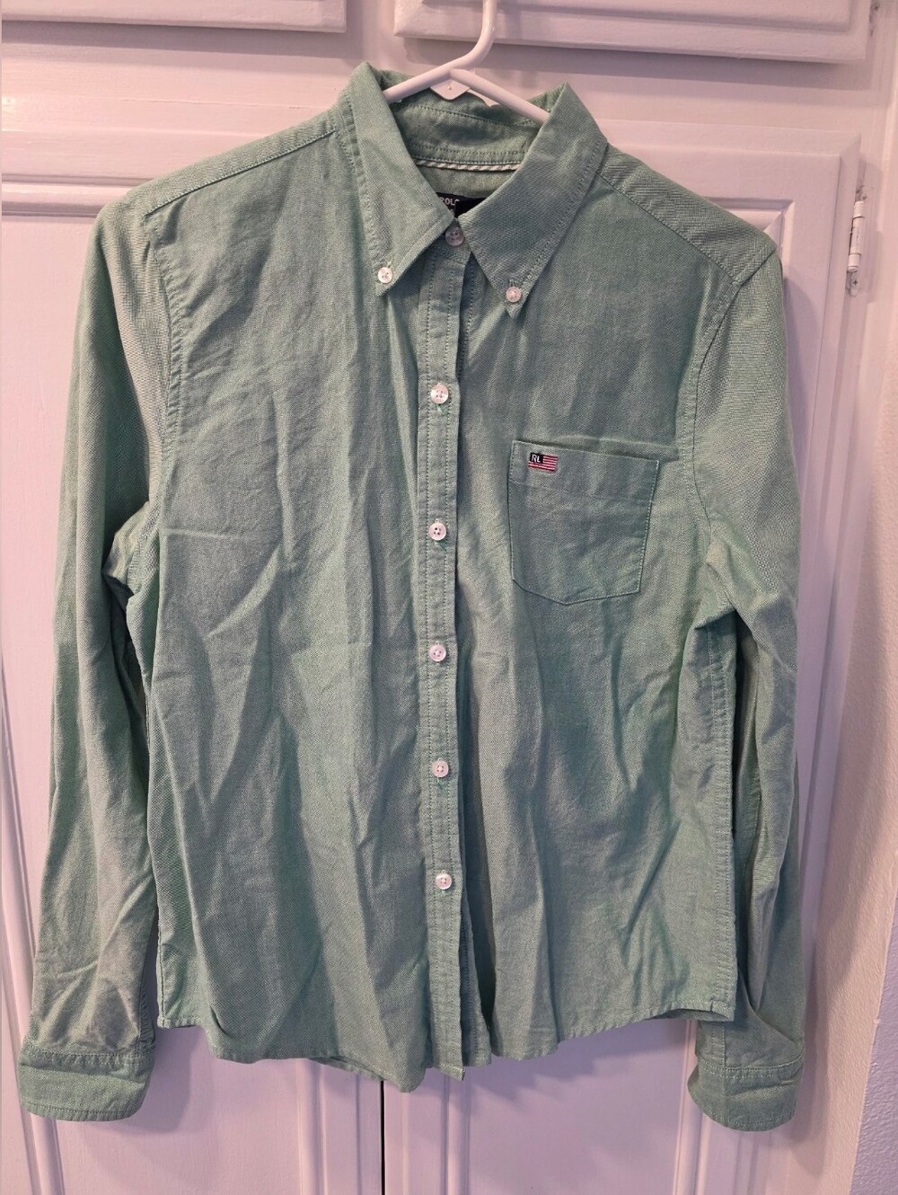 Ralph Lauren Polo Jeans Women's Light Green Button-Down Shirt ~ Size Medium